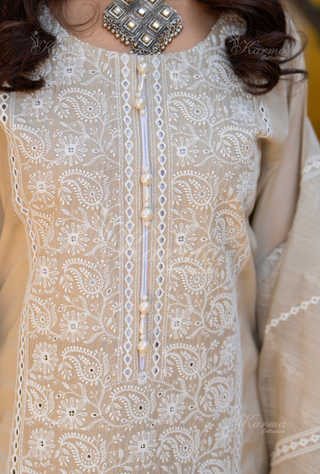 Karma Mashroom Thread Work 3 Piece Stitched Suit - Product Image 3