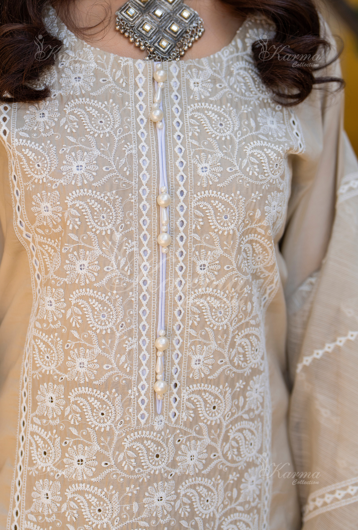 Karma Mashroom Thread Work 3 Piece Stitched Suit - Product Image 3