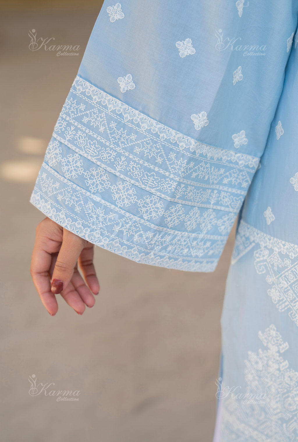 Karma Cloud Mirror & Thread Work 3 Piece Stitched Suit - Product Image 3
