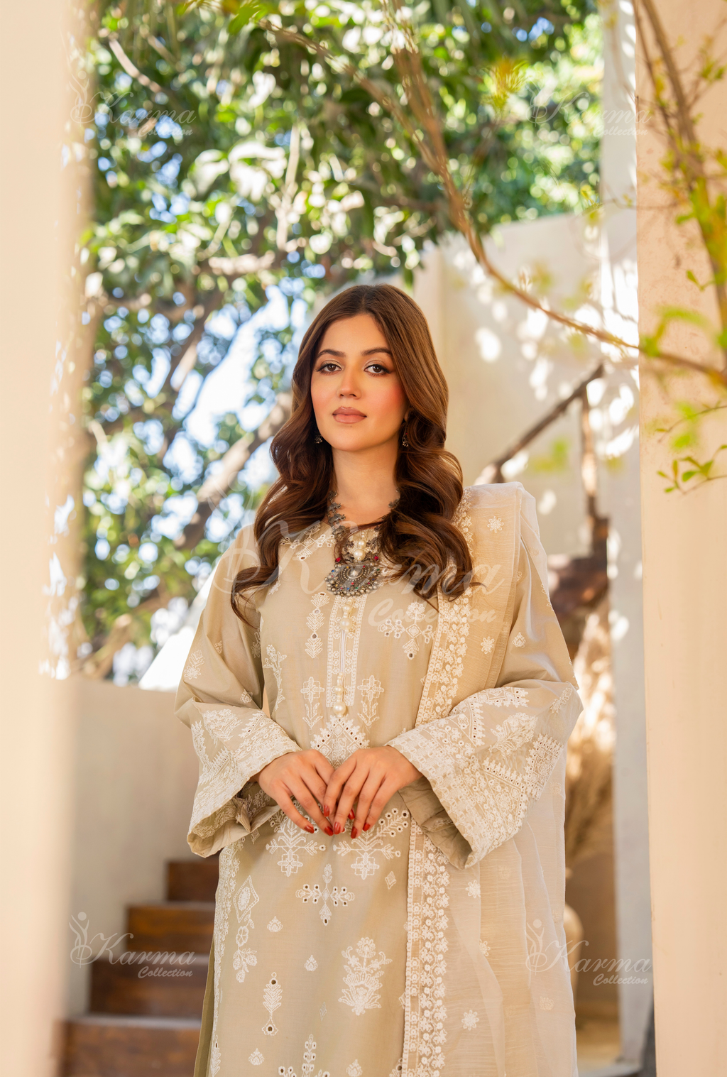 Karma Pearl Thread Work 3 Piece Stitched Suit - Product Image 5