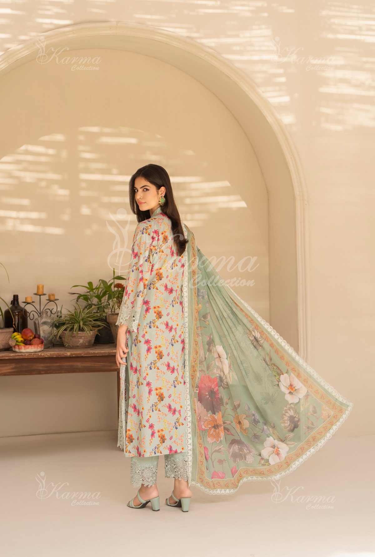 Karma | Ice Burg Chikankari Lawn | 3 Piece Stitched Suit