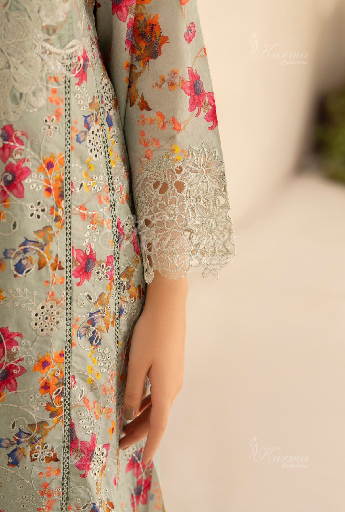 Karma | Ice Burg Chikankari Lawn | 3 Piece Stitched Suit