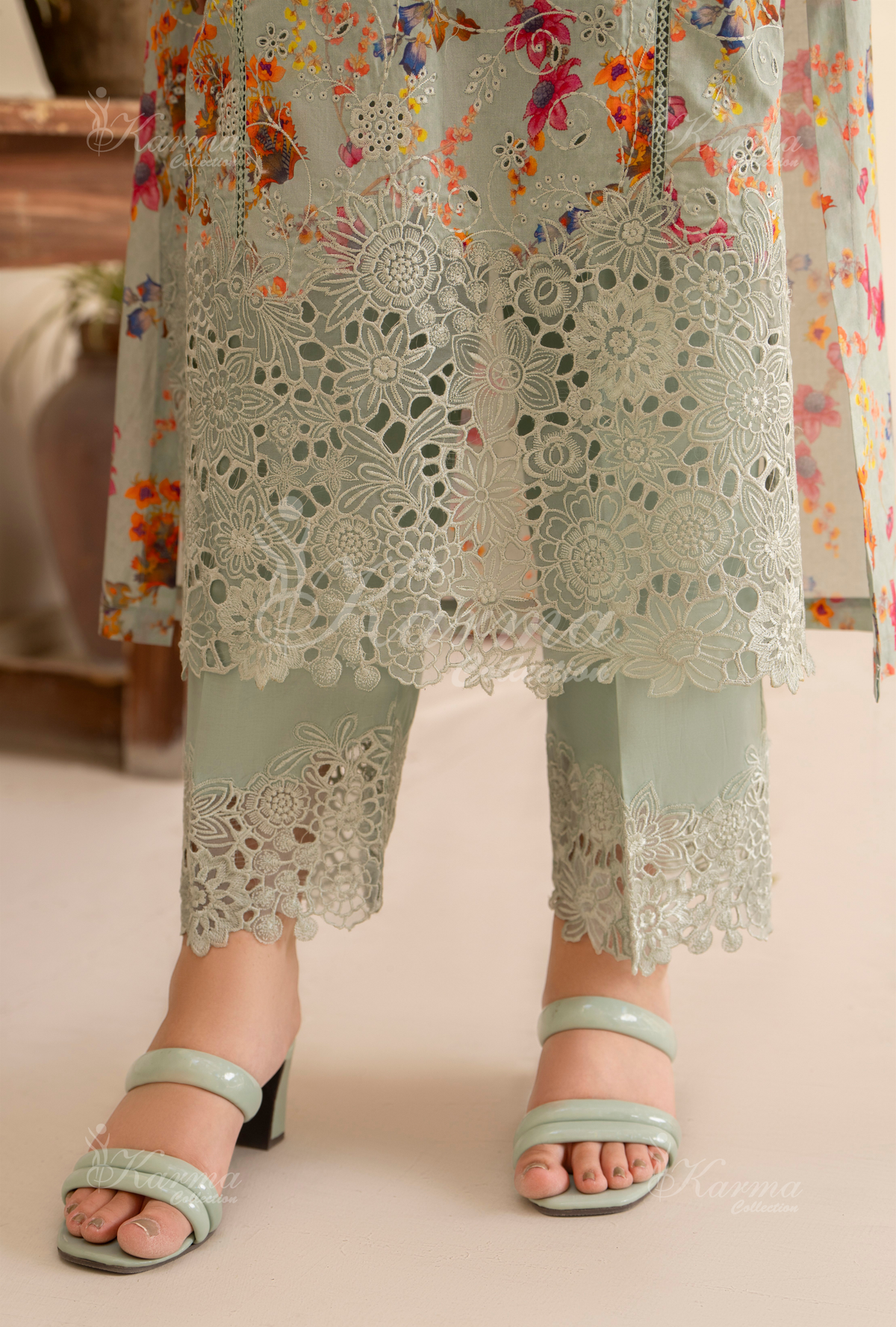 Karma | Ice Burg Chikankari Lawn | 3 Piece Stitched Suit