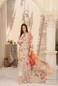 Karma Pearl White Chikankari Lawn 3 Piece Stitched Suit