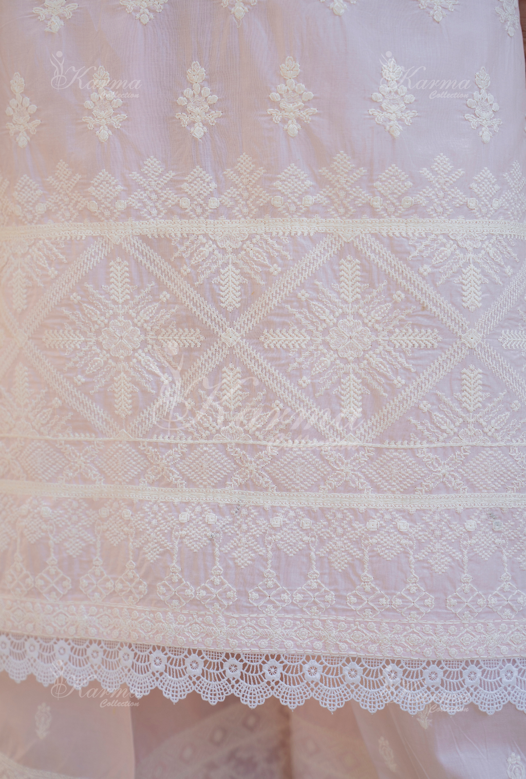 Karma Dusty Peach Thread Work 3 Piece Stitched Suit - Product Image 2