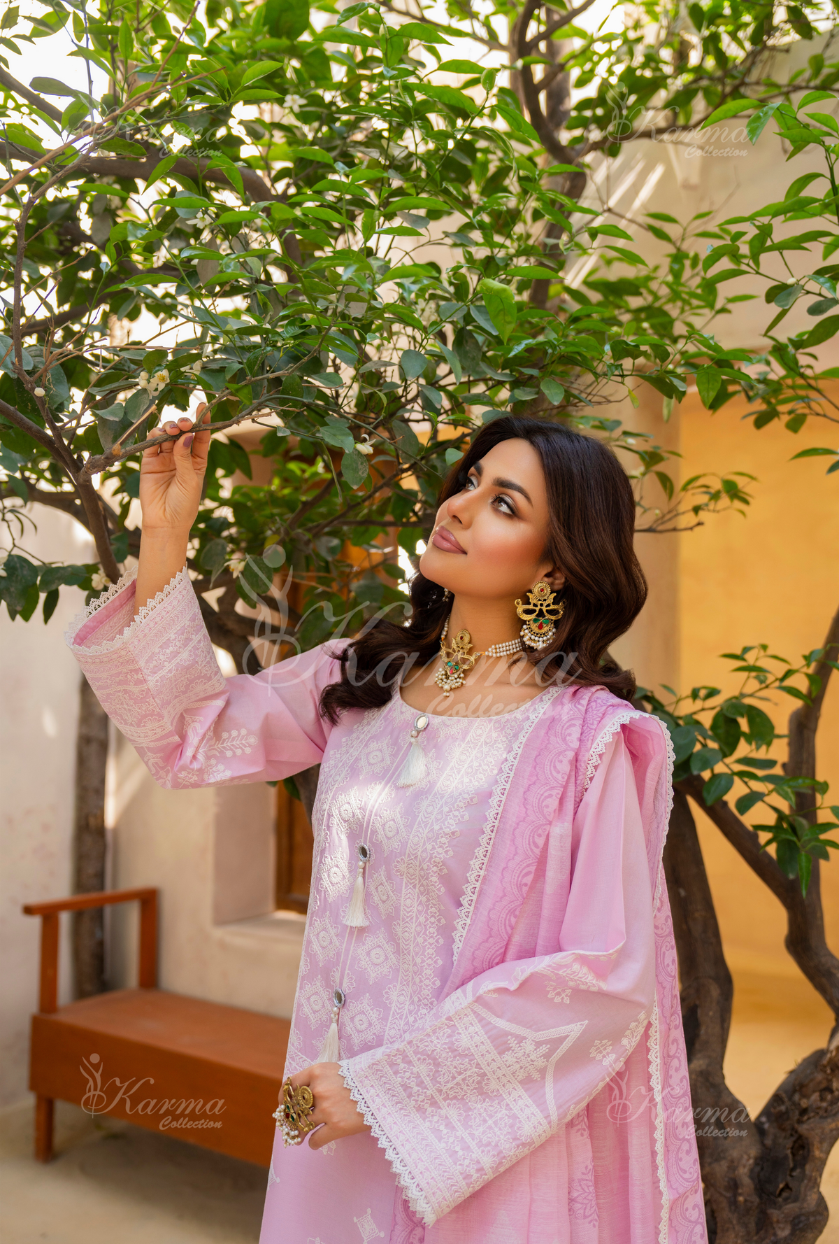Karma Petal Pink Chikankari Cotton 3 Piece Stitched Suit - Product Image 5