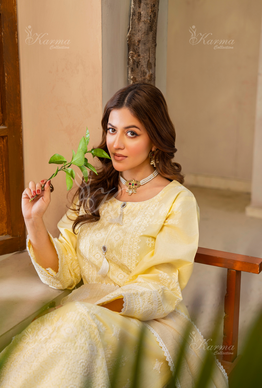 Karma Lemon Chikankari Cotton 3 Piece Stitched Suit - Product Image 7
