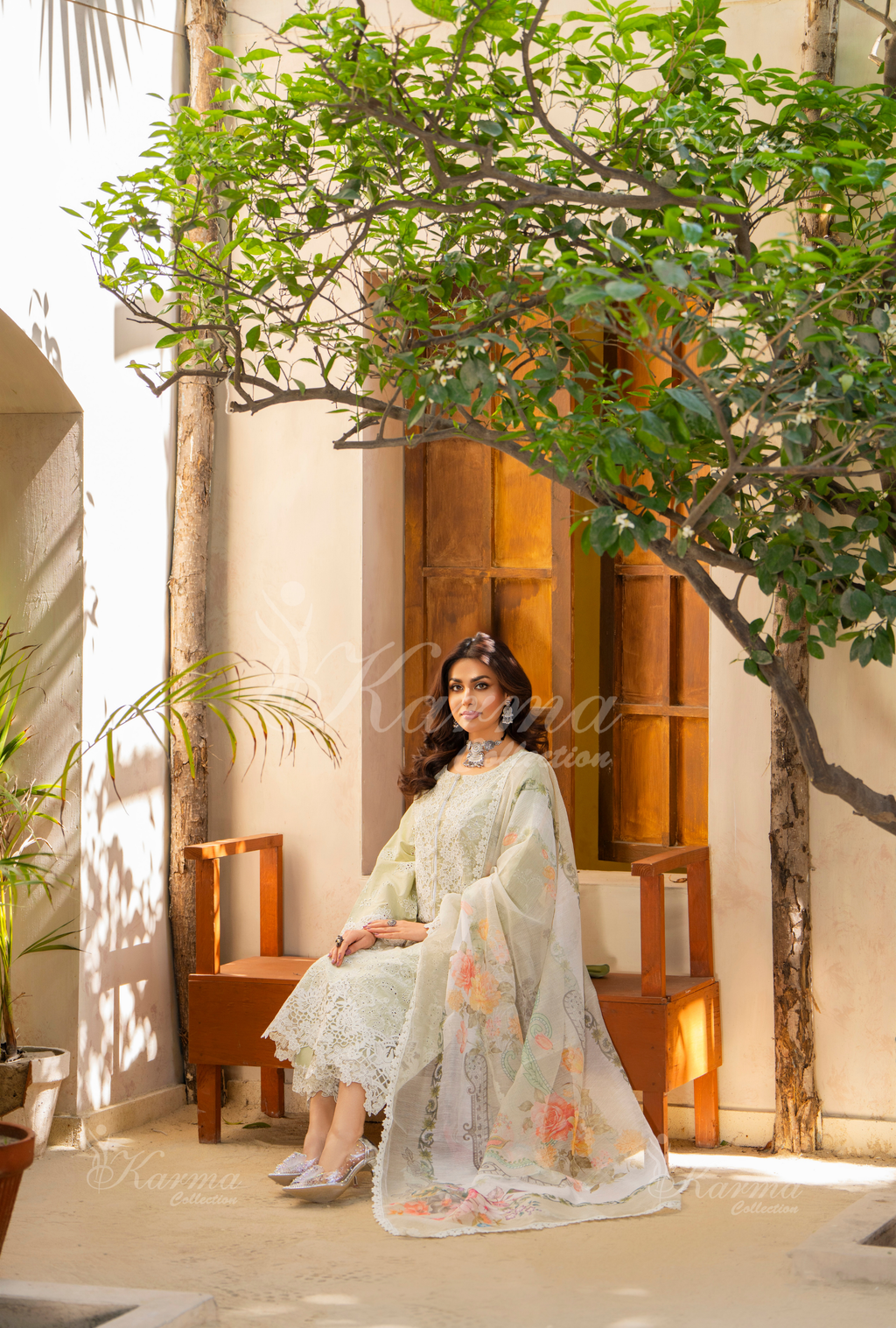 Karma Moss Glow Chikankari Cotton 3 Piece Stitched Suit - Product Image 5