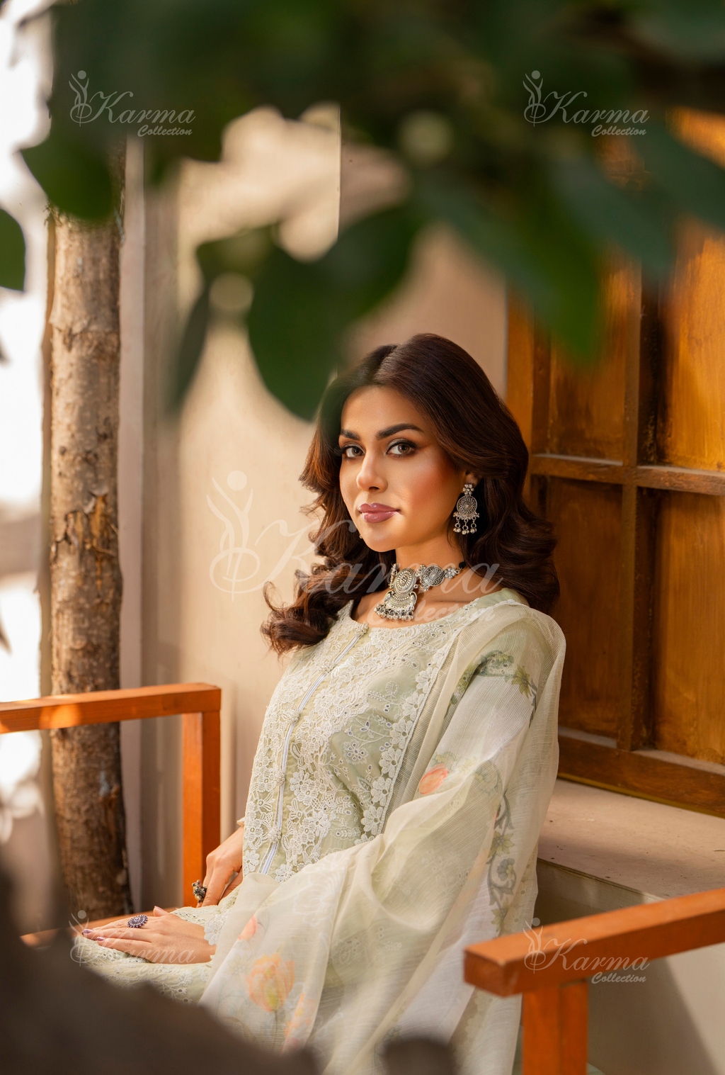 Karma Moss Glow Chikankari Cotton 3 Piece Stitched Suit - Product Image 6