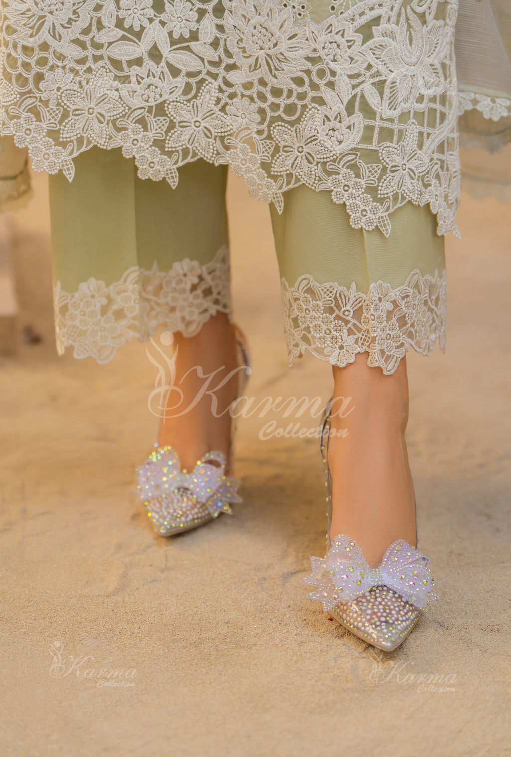 Karma Moss Glow Chikankari Cotton 3 Piece Stitched Suit - Product Image 2