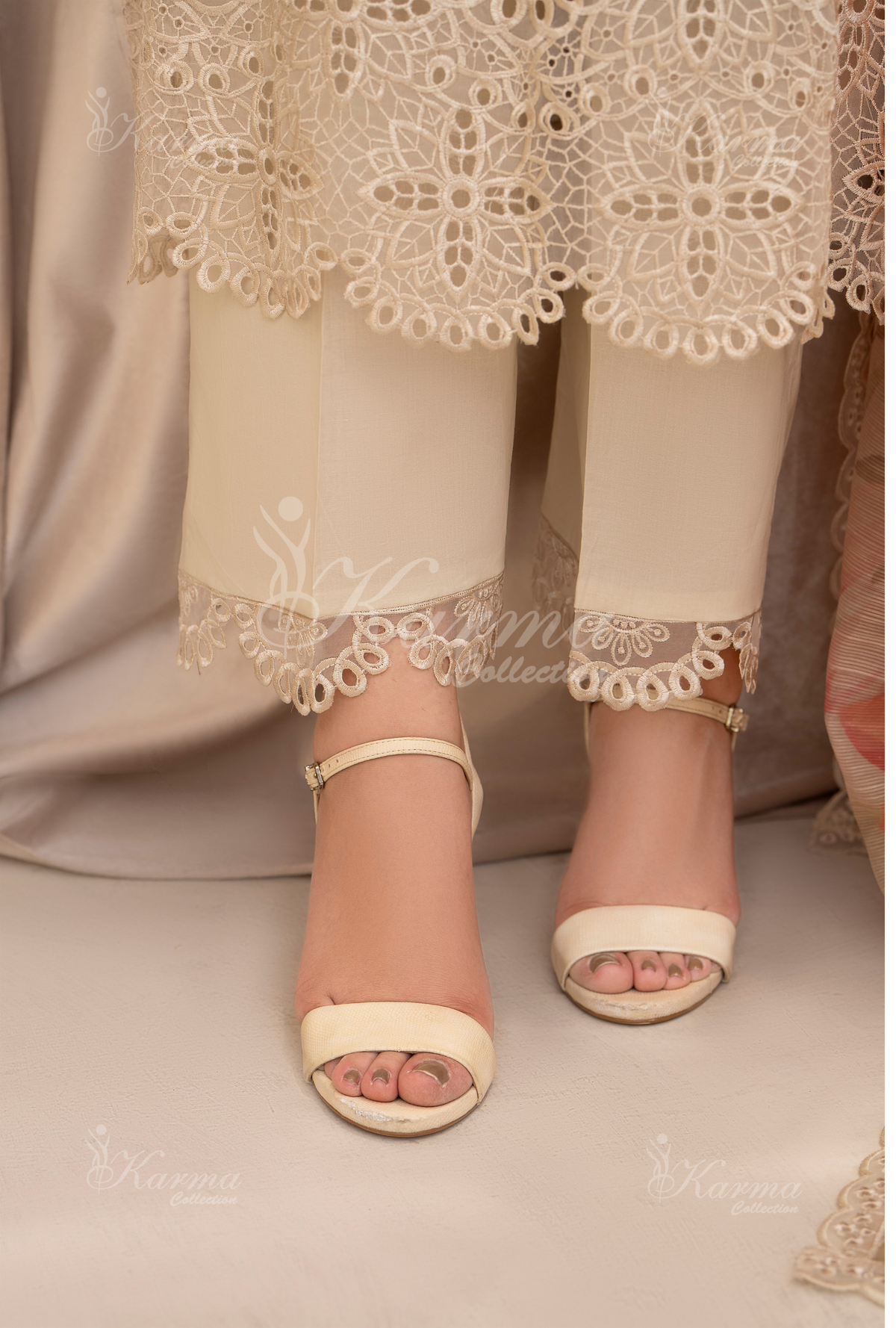 Karma Pearl White Chikankari Lawn 3 Piece Stitched Suit