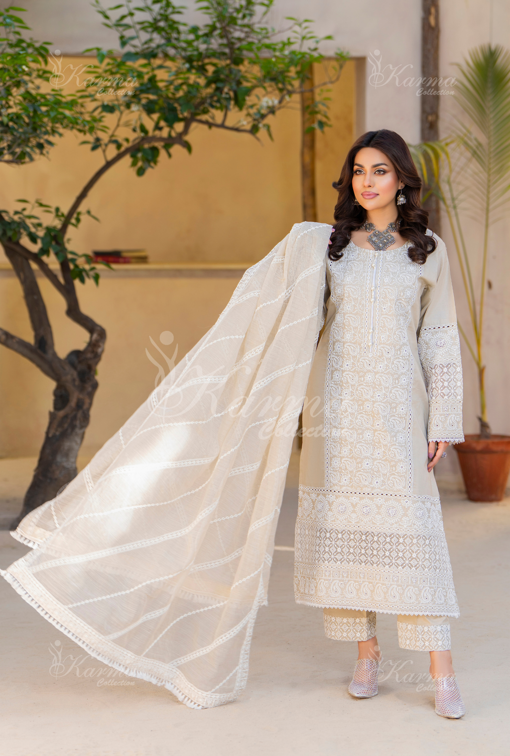 Karma Mashroom Thread Work 3 Piece Stitched Suit - Product Image 8