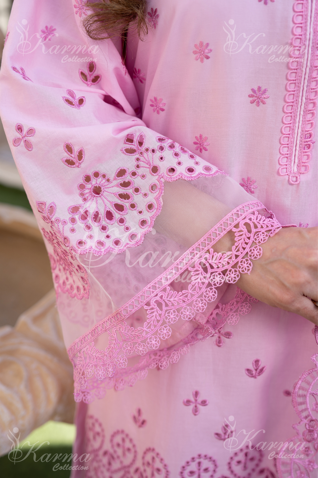 Karma Orchid Pink Chikankari Cotton 3 Piece Stitched Suit - Product Image 6