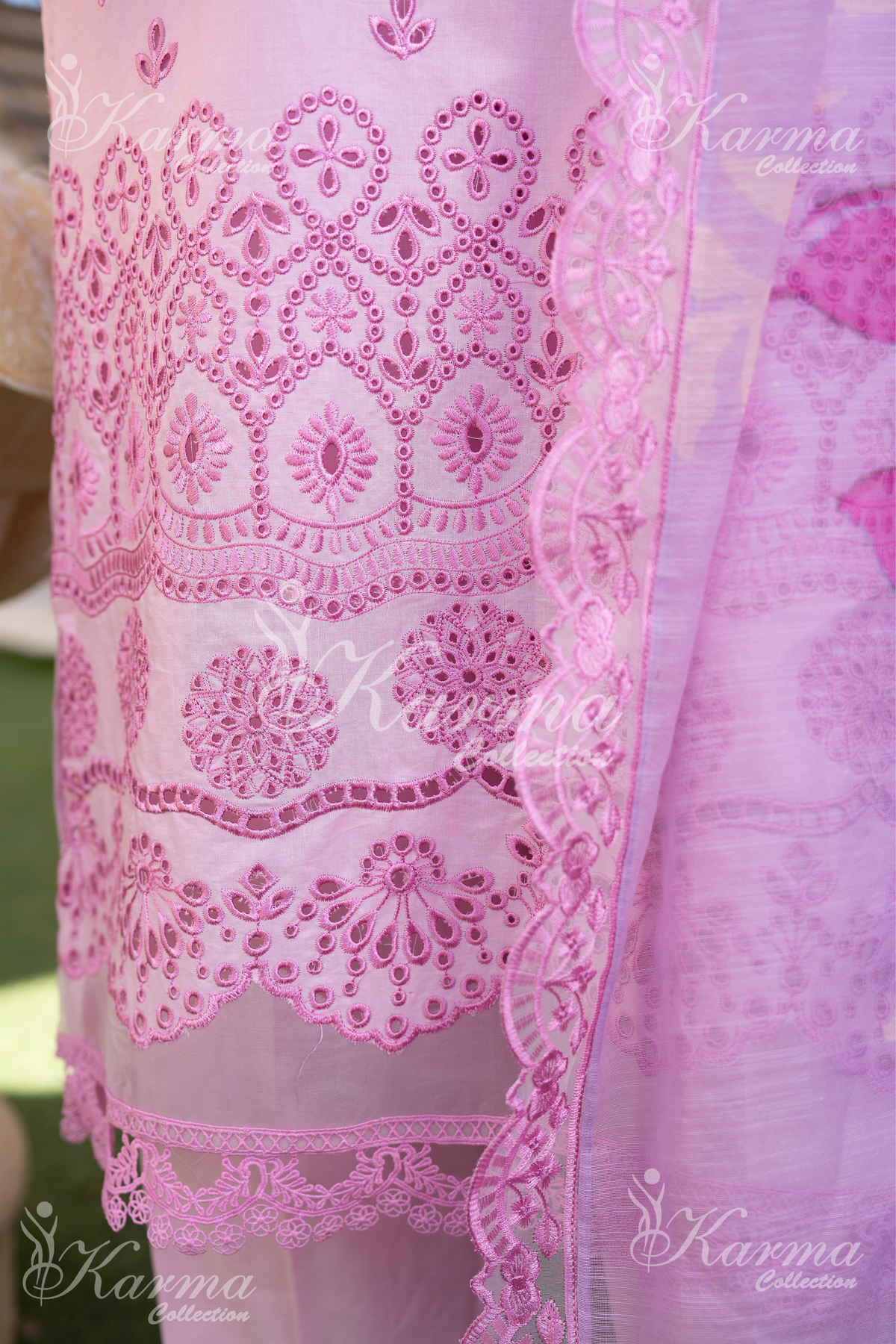 Karma Orchid Pink Chikankari Cotton 3 Piece Stitched Suit - Product Image 7