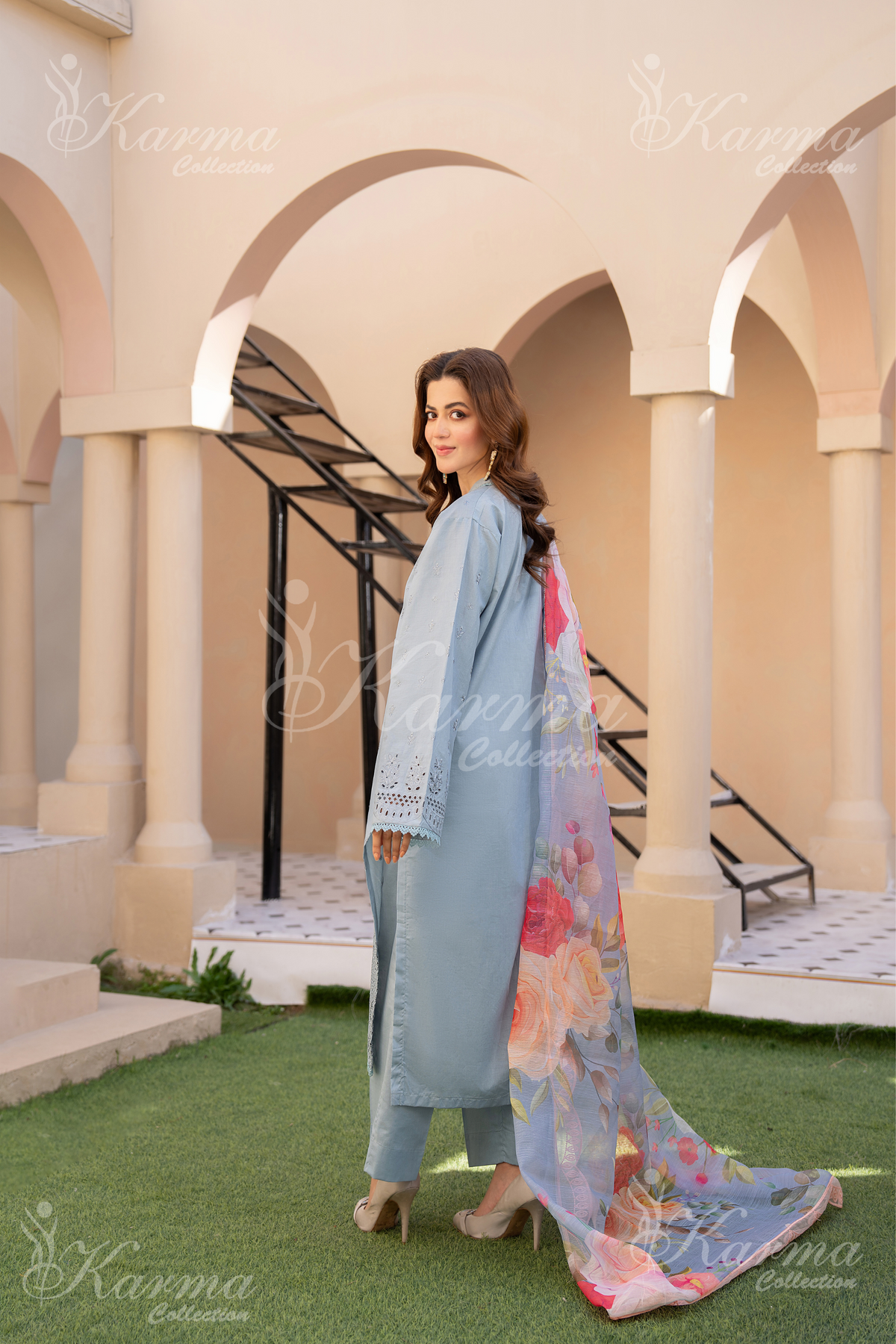 Karma Pigeon Chikankari Cotton 3 Piece Stitched Suit - Product Image 2