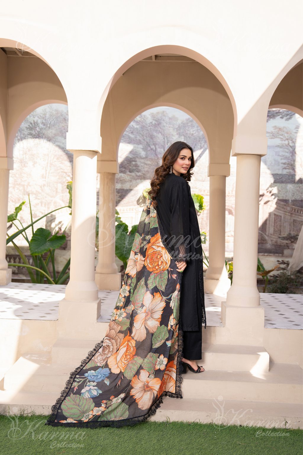 Karma Black Chikankari Cotton 3 Piece Stitched Suit - Product Image 4