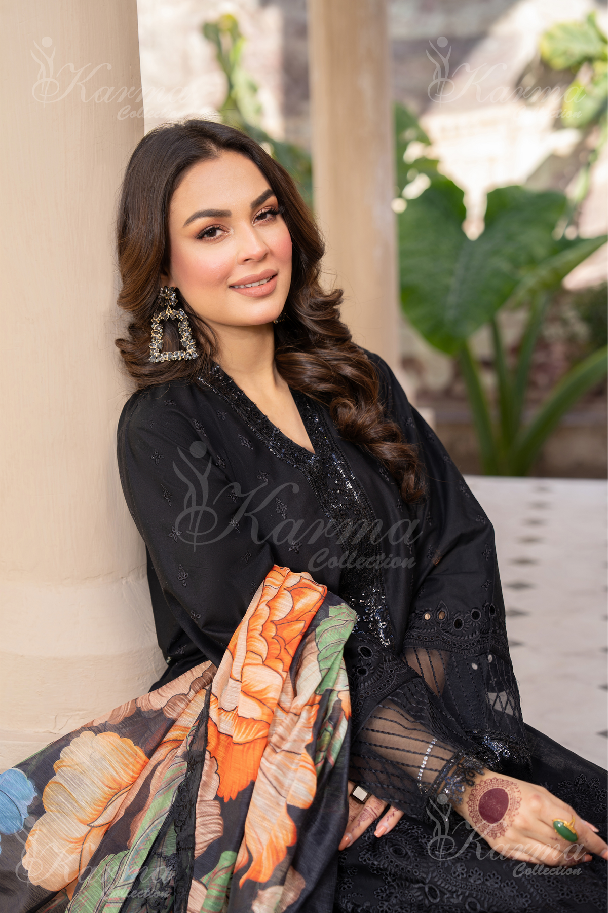 Karma Black Chikankari Cotton 3 Piece Stitched Suit - Product Image 5