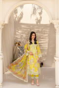 Karma Lemon Green Chikankari Lawn 3 Piece Stitched Suit