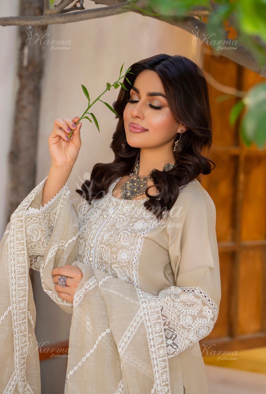 Karma Mashroom Thread Work 3 Piece Stitched Suit - Product Image 7
