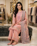 Dusty Peach Pink | Pure Cotton Long Shirt & Palazzo | Multicolor Floral Digital Dupatta | Sequence Tilla Zari | Luxury Festive
