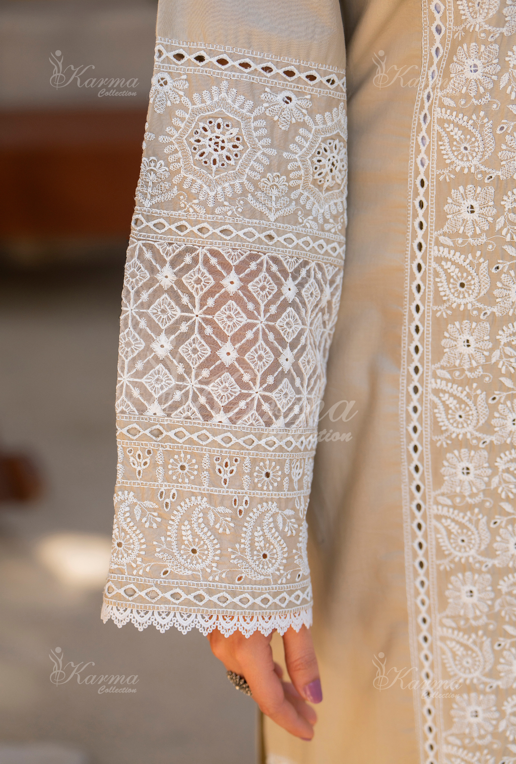 Karma Mashroom Thread Work 3 Piece Stitched Suit - Product Image 4