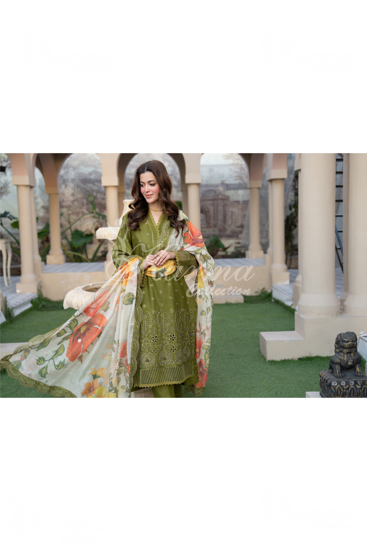 Karma Olive Chikankari Cotton 3 Piece Stitched Suit - Product Image 4
