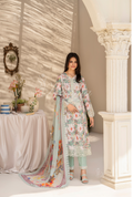 Karma Dark Turquoise Chikankari Lawn 3 Piece Stitched Suit