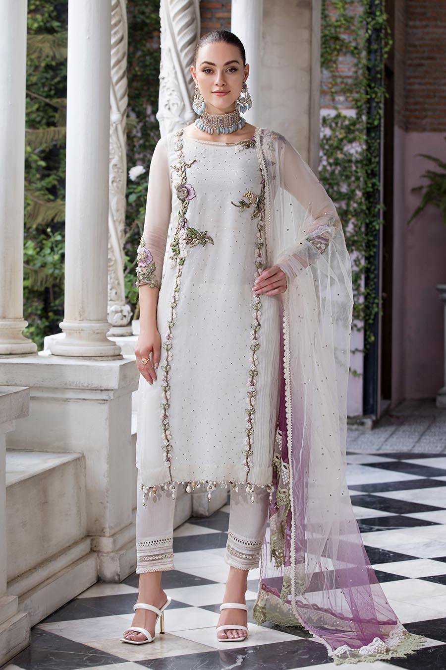 Luxury Organza 3-Piece | 3D Floral Embroidery