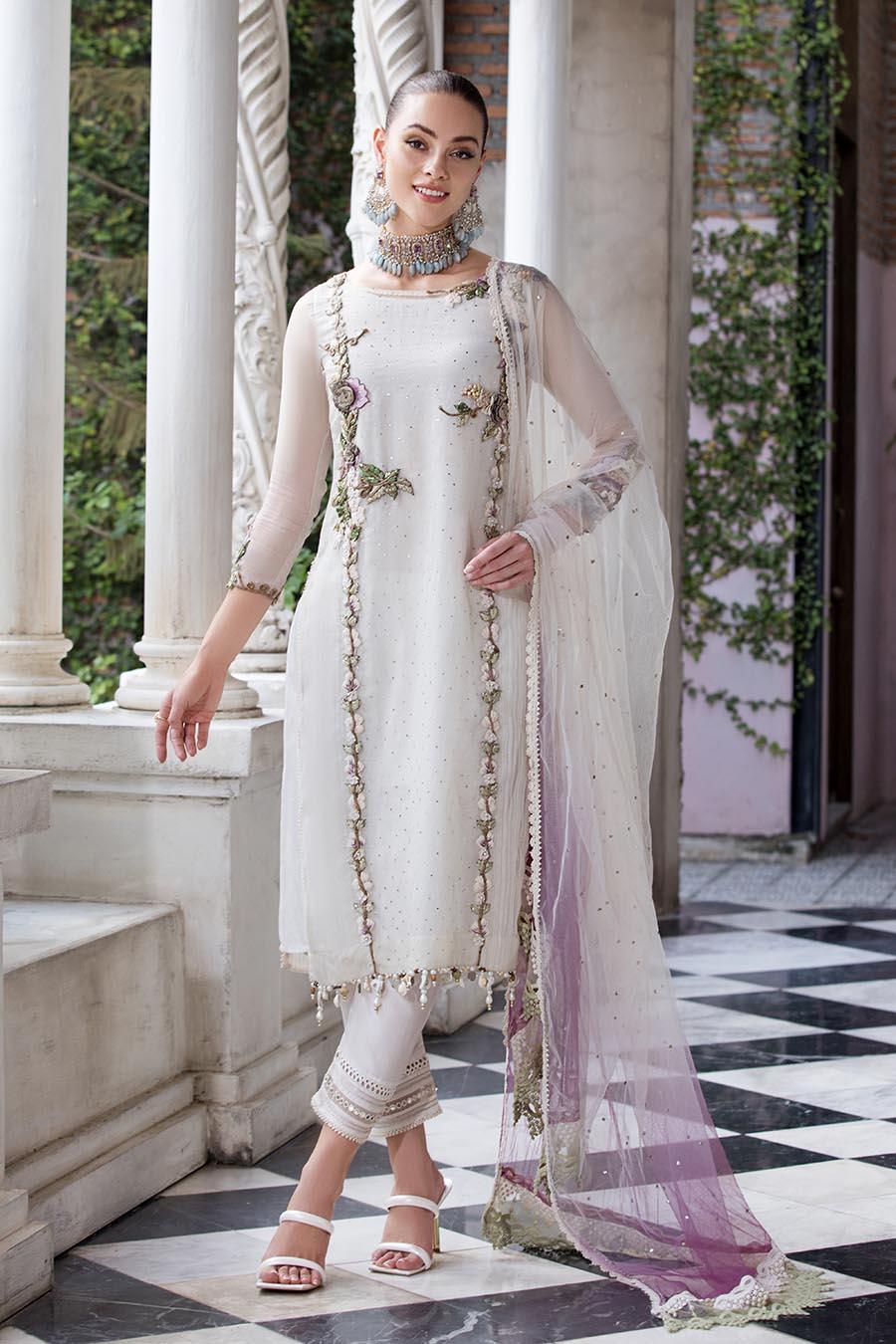 Luxury Organza 3-Piece | 3D Floral Embroidery