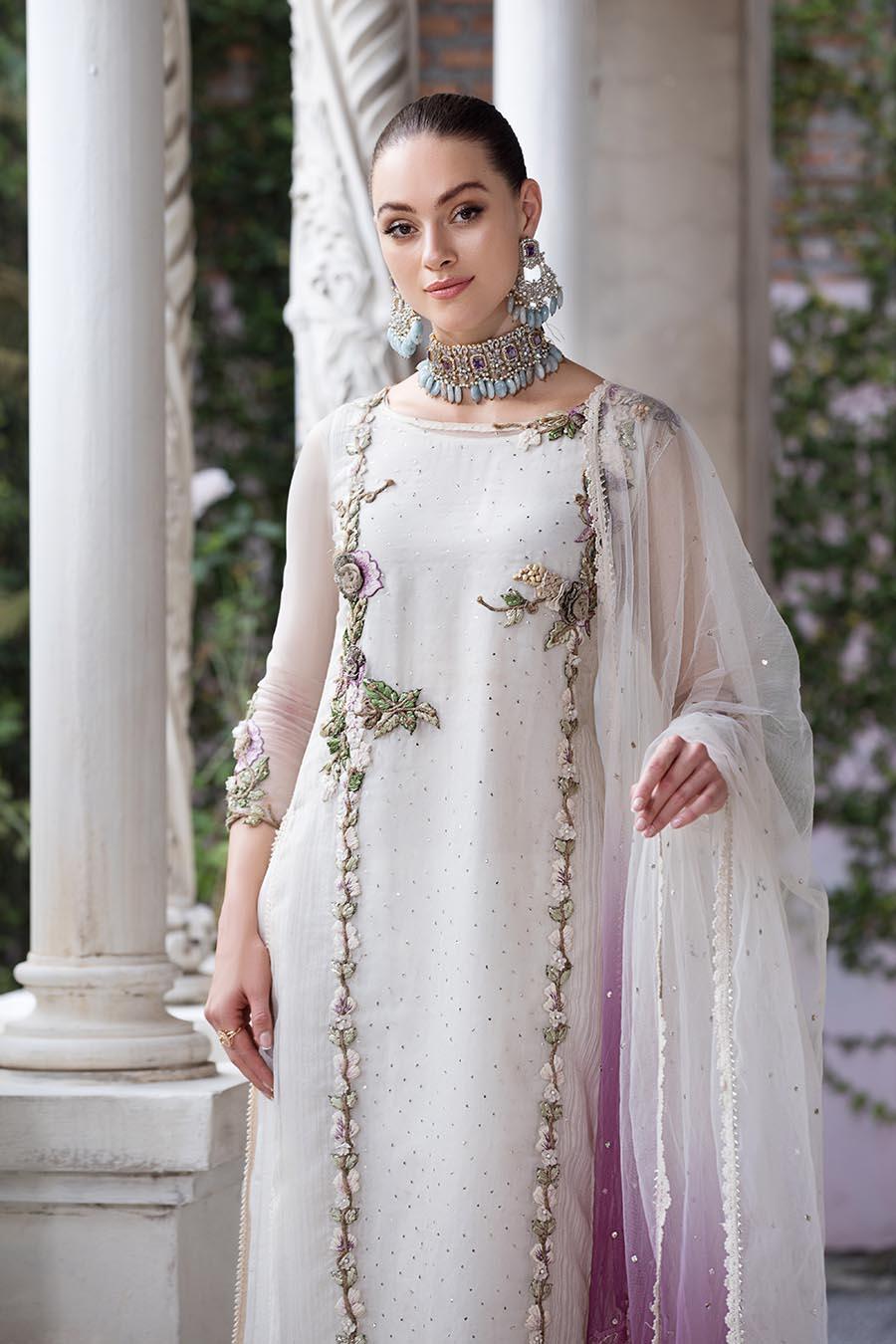 Luxury Organza 3-Piece | 3D Floral Embroidery