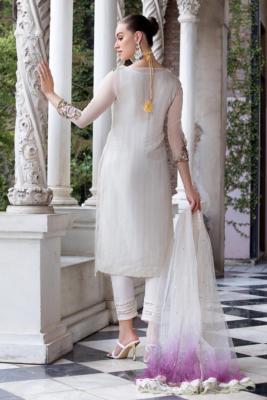 Luxury Organza 3-Piece | 3D Floral Embroidery