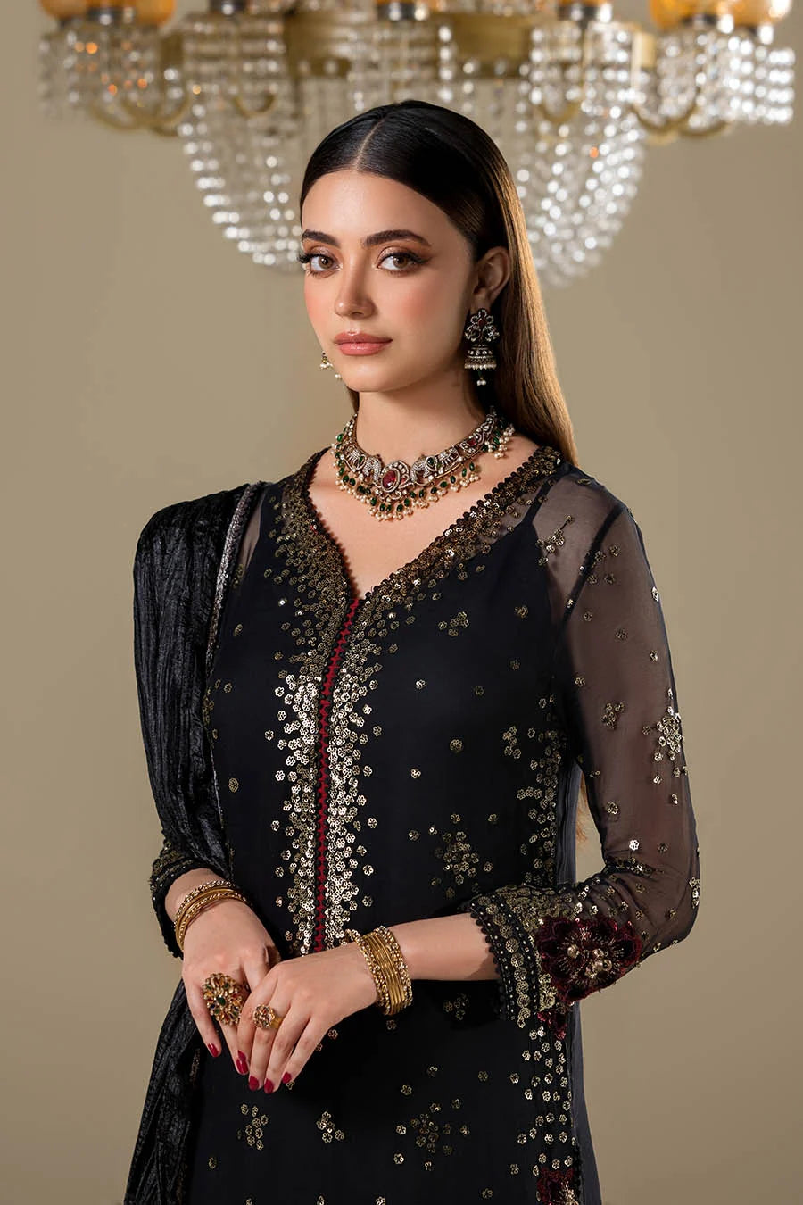Ready-to-Wear  | Gota Suit with 3D Flowers