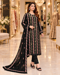 Black | Premium Chiffon | Floral Embroidery, Sequins & Tilla Zari Work | 3 Piece Suit