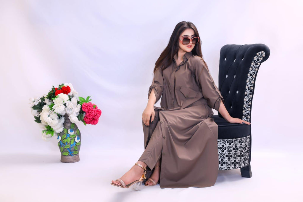 Effortless Western Vibe 2-Piece Shirt Dress & Plain trouser