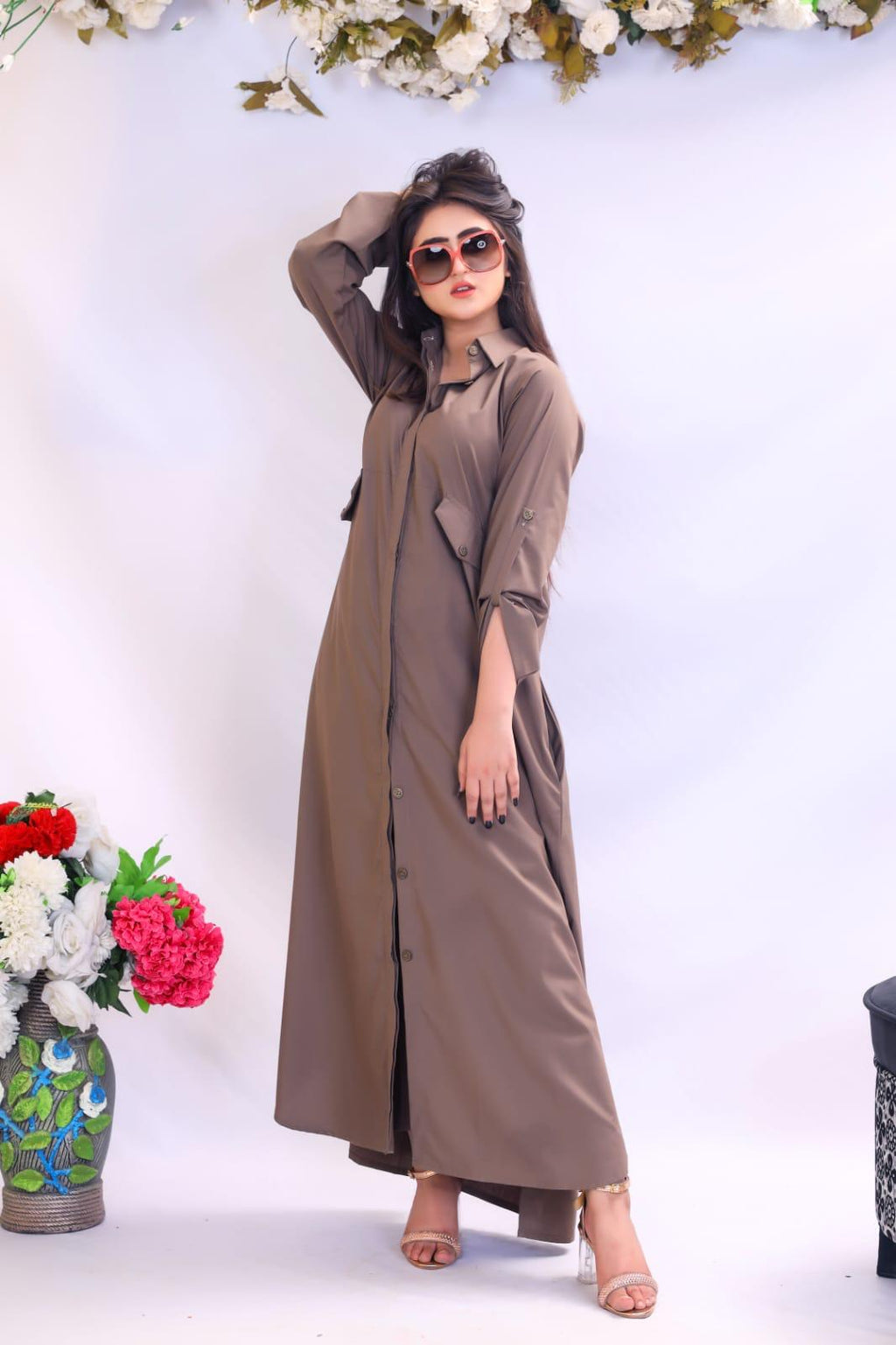 Effortless Western Vibe 2-Piece Shirt Dress & Plain trouser