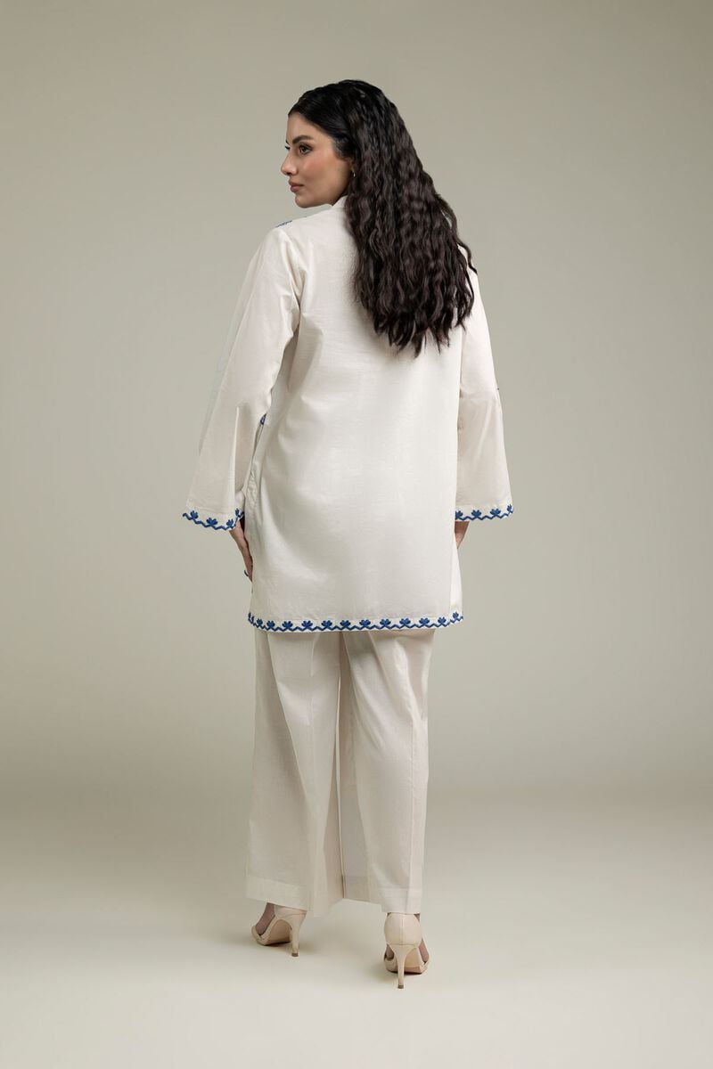 Khaadi | Floral Embroidered Cotton Co-Ord Set | Off-White